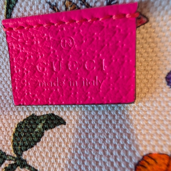 NWT Authentic Gucci Floral Cabas Shoulder Tote With Hot Pink Leather Accents - Picture 8 of 12